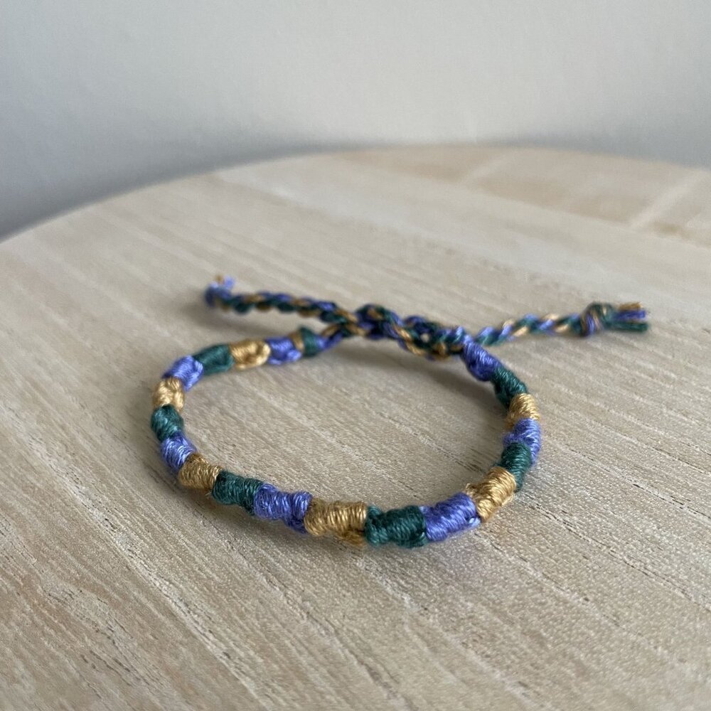 Handmade Ginger Woven Friendship Bracelet OS Purple Gold Women Cotton Tie